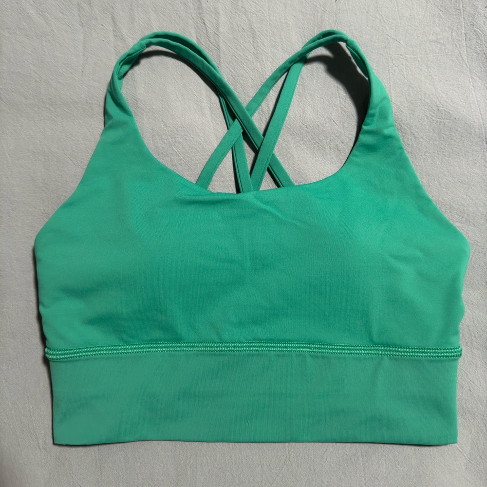 Lululemon Energy Bra Long Line Medium Support, B-D Cup Maldives Green, Sz 4